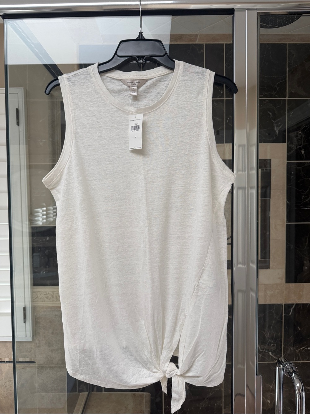 Banana Republic White Knot-Hem Sleeveless Tank